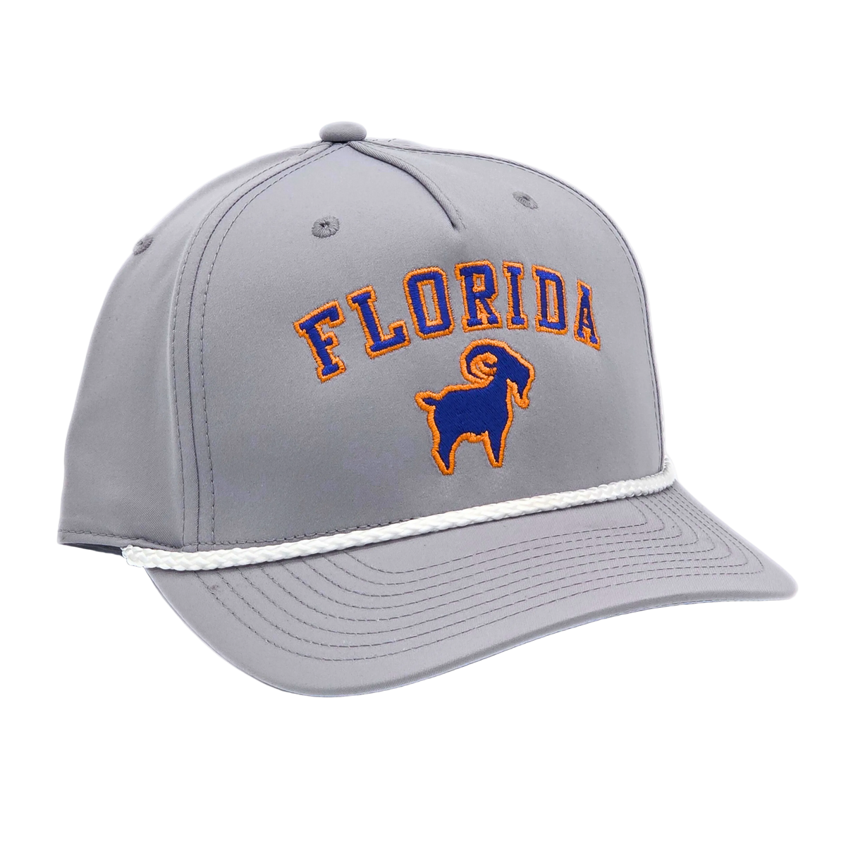 Florida GOAT Roper Blue/White side view, Richardson 258 rope cord trim bill roper hat