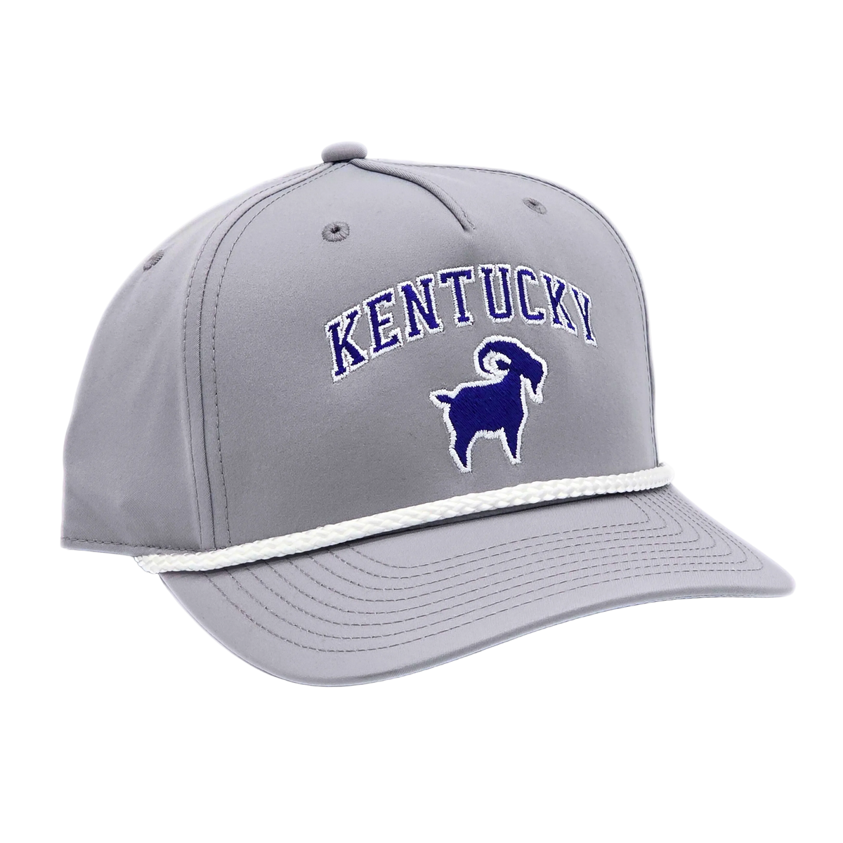 Kentucky GOAT Roper Blue/White side view, Richardson 258 rope cord trim bill roper hat