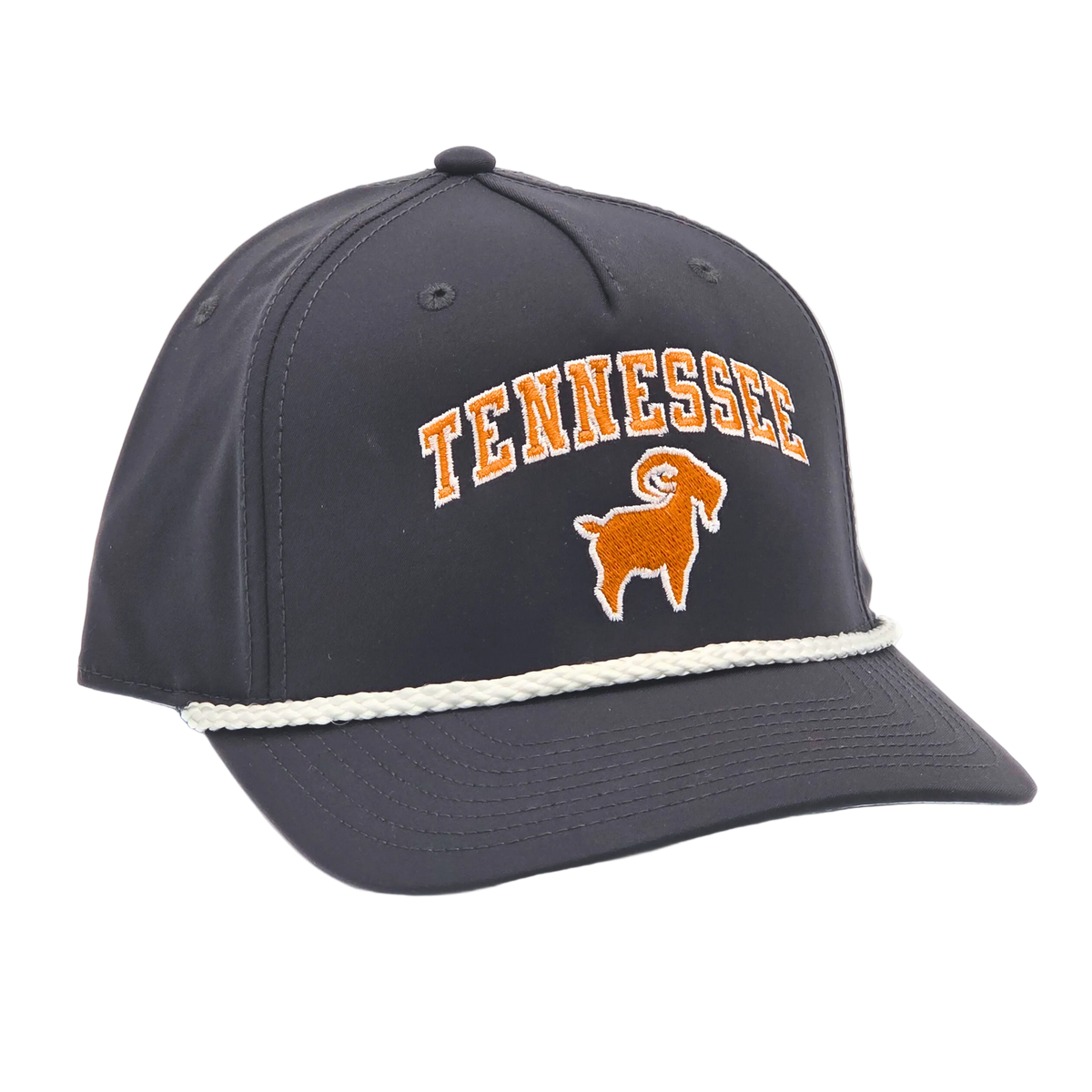 Tennessee GOAT Roper side view, Richardson 258 structured 6-panel cap with rope cord bill trim and snapback