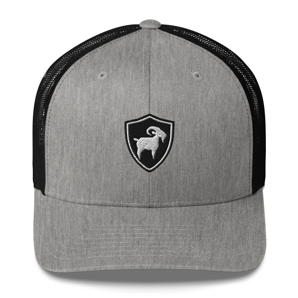 SaltyMF Goat of Arms Retro Trucker