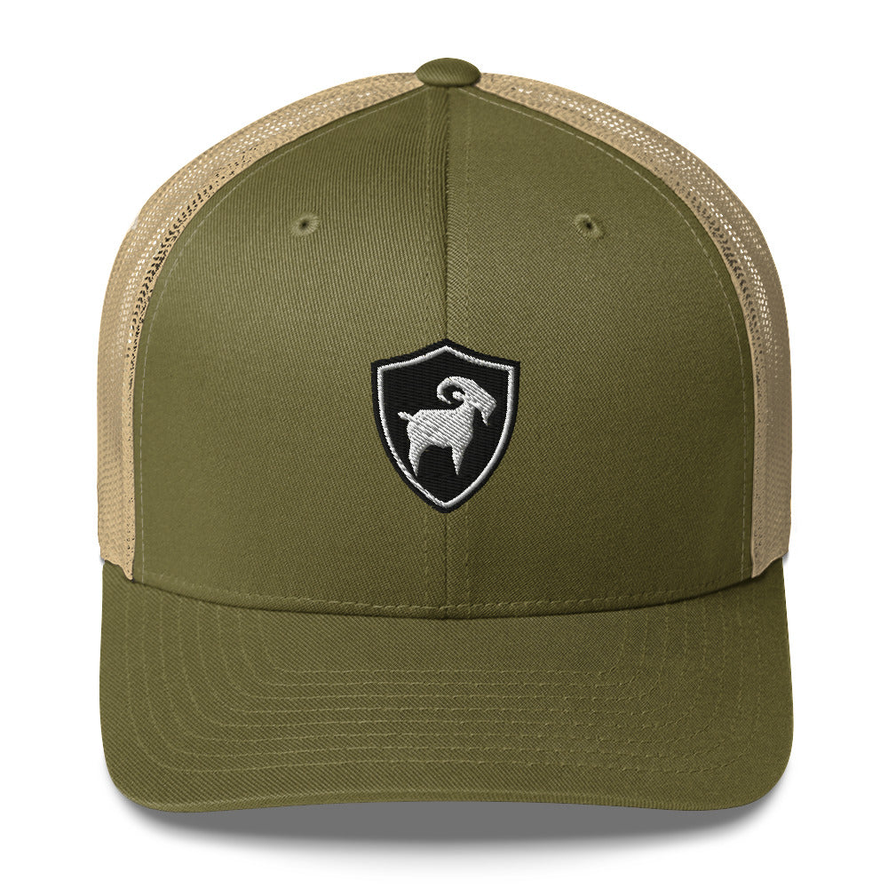 SaltyMF Goat of Arms Retro Trucker