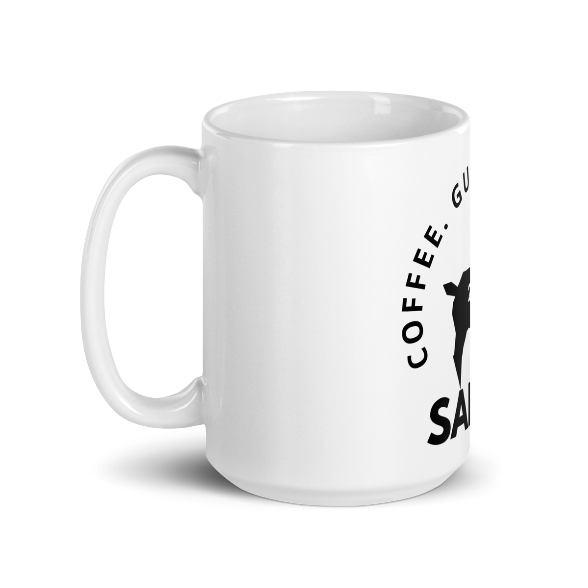 SALTYmf Coffee Guns & Freedom Mug, left side view