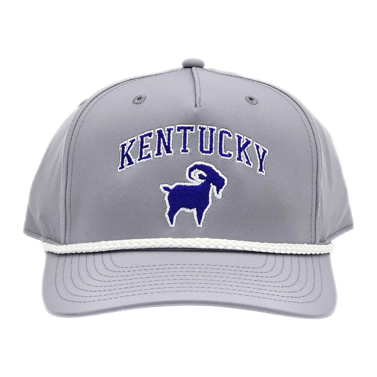 Kentucky GOAT Roper Blue/White front view, low-profile 6-panel structured snapback gameday hat Lexington