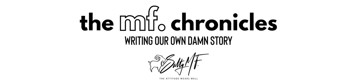 mf chronicles logo with saltymf signature