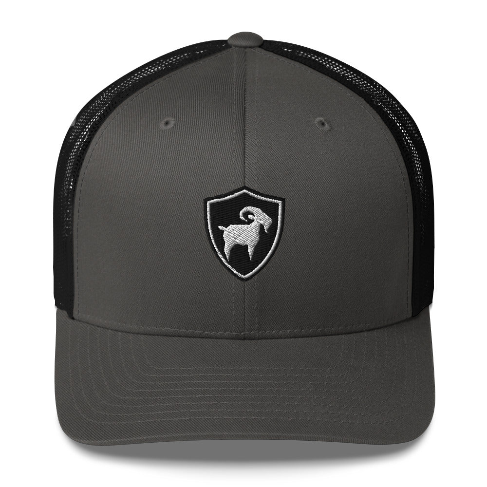 SaltyMF Goat of Arms Retro Trucker