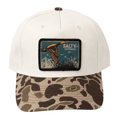 SALTYmf Duck Hunt Patch Gramps Hat with the woven SALTYmf Outdoors flying duck patch