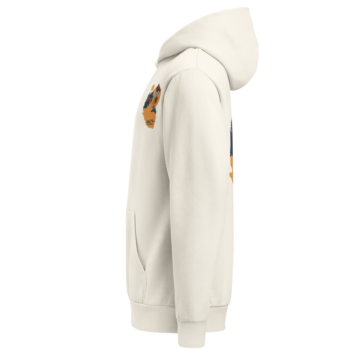 SALTYmf Elk Hunt Hoodie in Off-White, left side view
