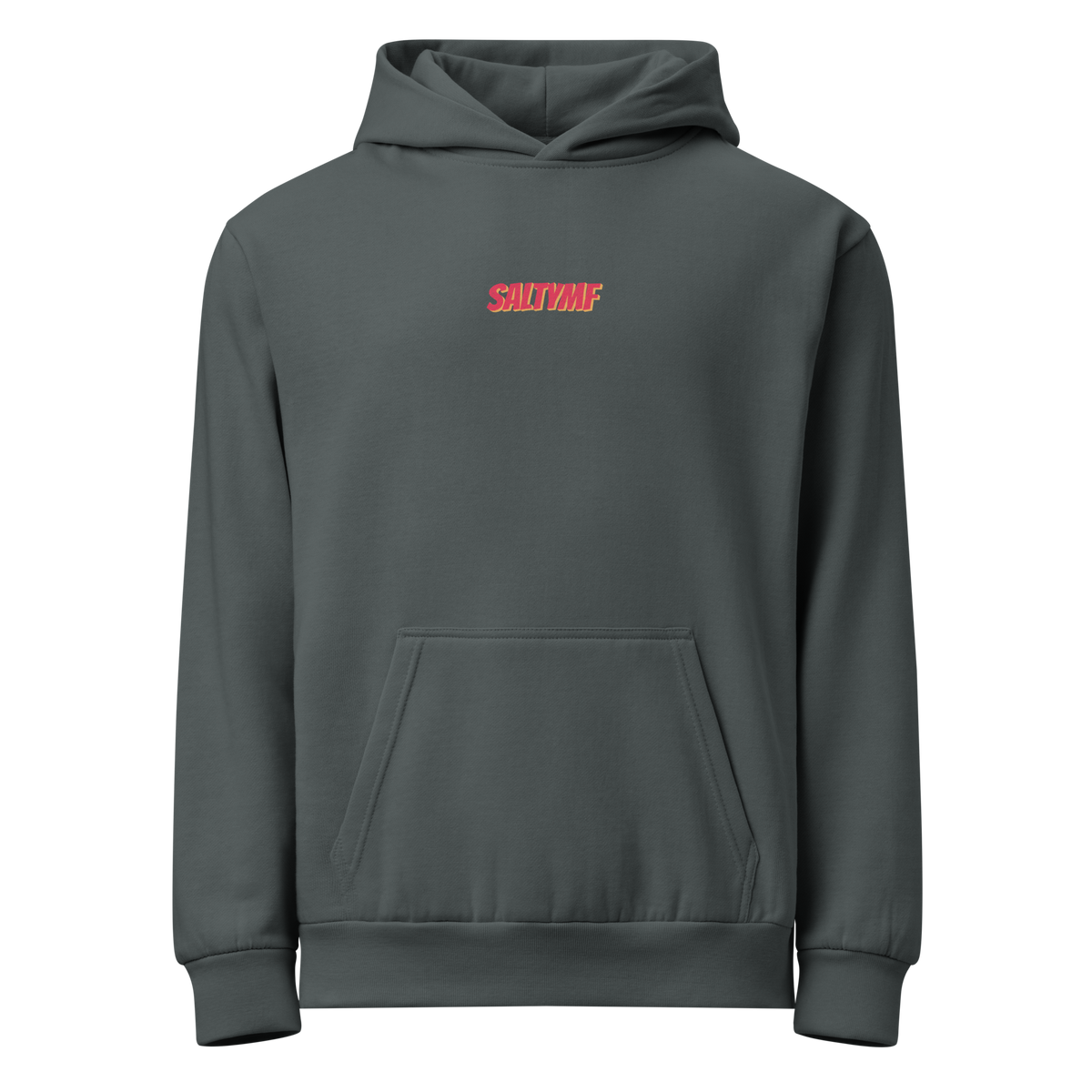 SALTYmf Legendary Solo Soldier Hoodie in Midnight Navy, front view with the small SALTYMF wordmark on the chest