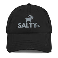 The SaltyMF Distressed Grey Logo Hat