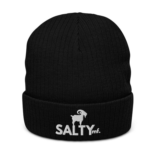 The SALTYMF White GOAT Recycled Cuffed Beanie