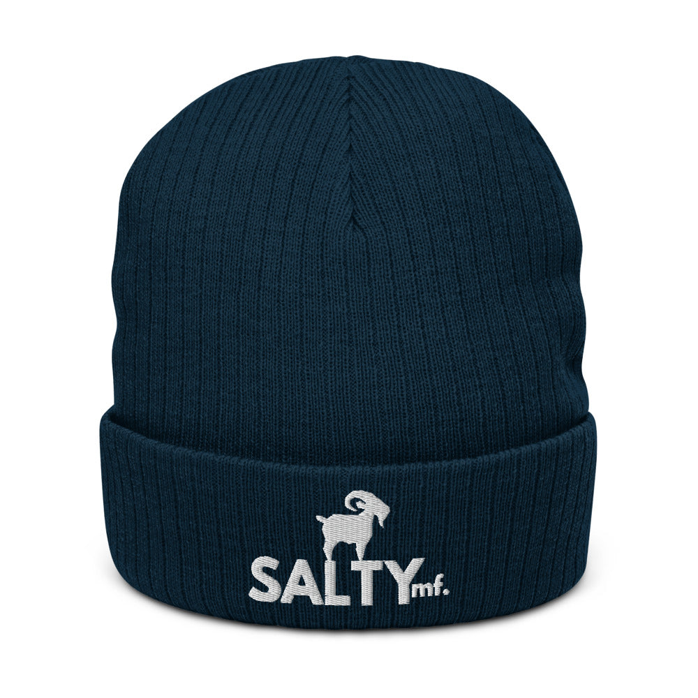 The SALTYMF White GOAT Recycled Cuffed Beanie